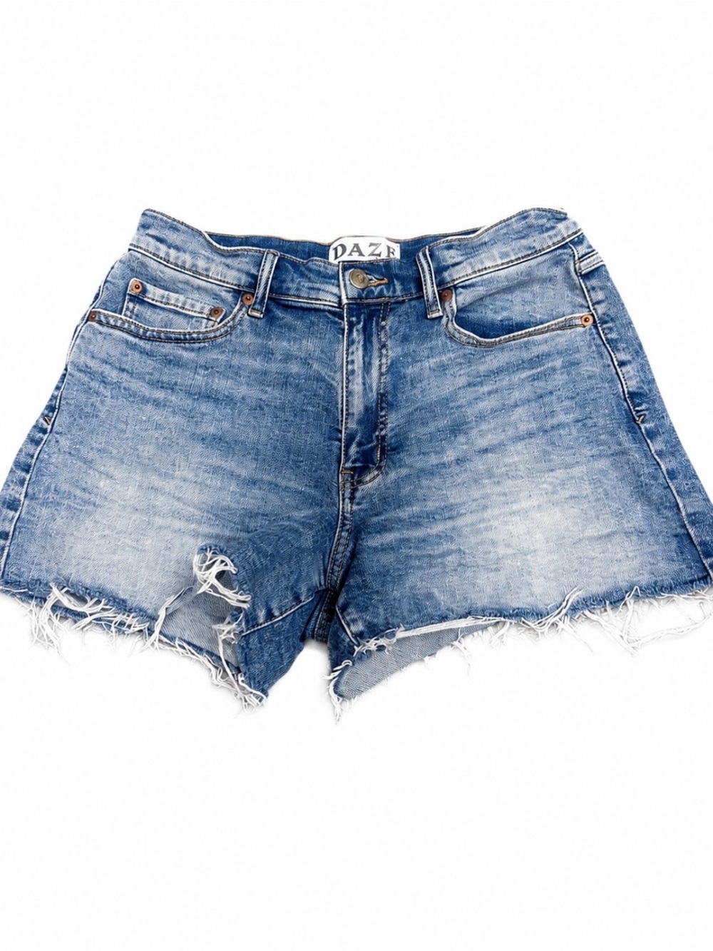 Daze High Rise Distressed Denim Cutoff Shorts Size 28